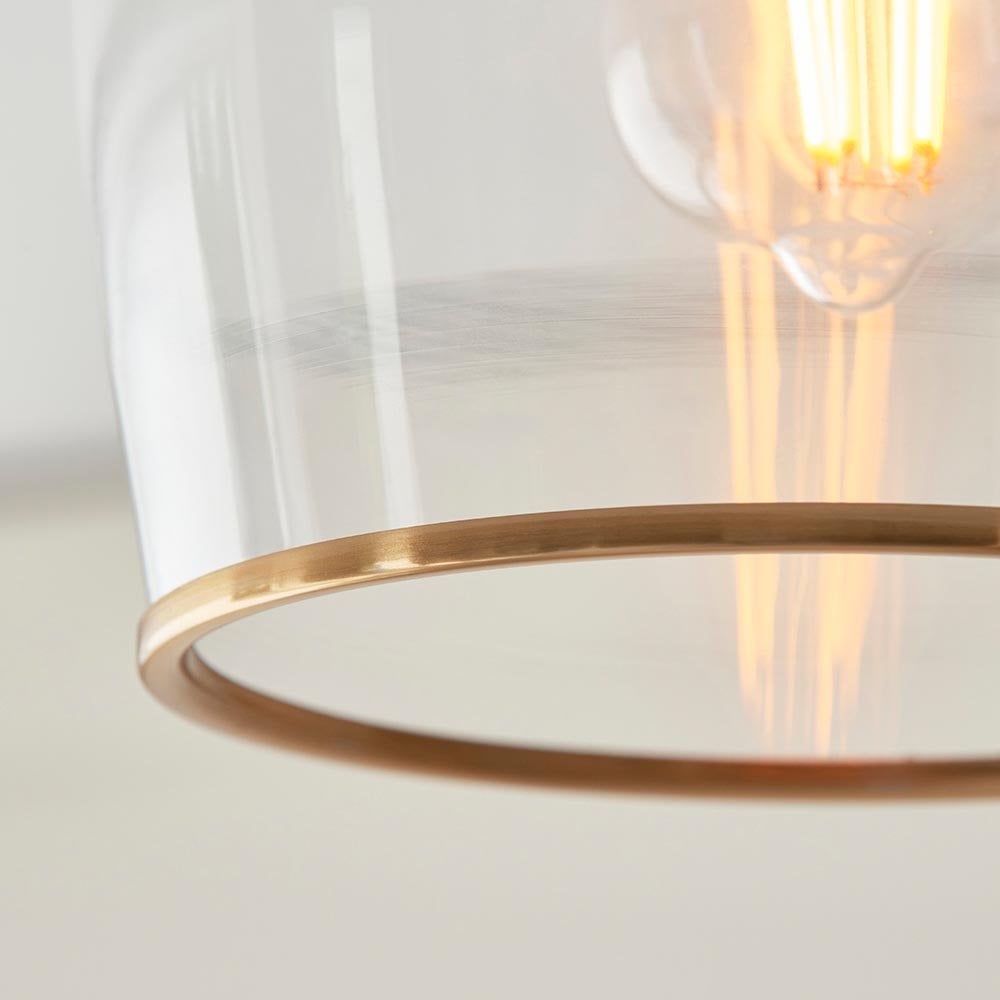 Ashcroft Brass Flush Fitting with Clear Glass Shade