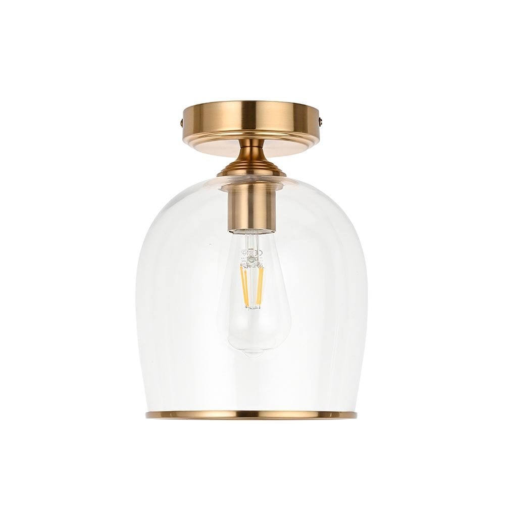 Ashcroft Brass Flush Fitting with Clear Glass Shade