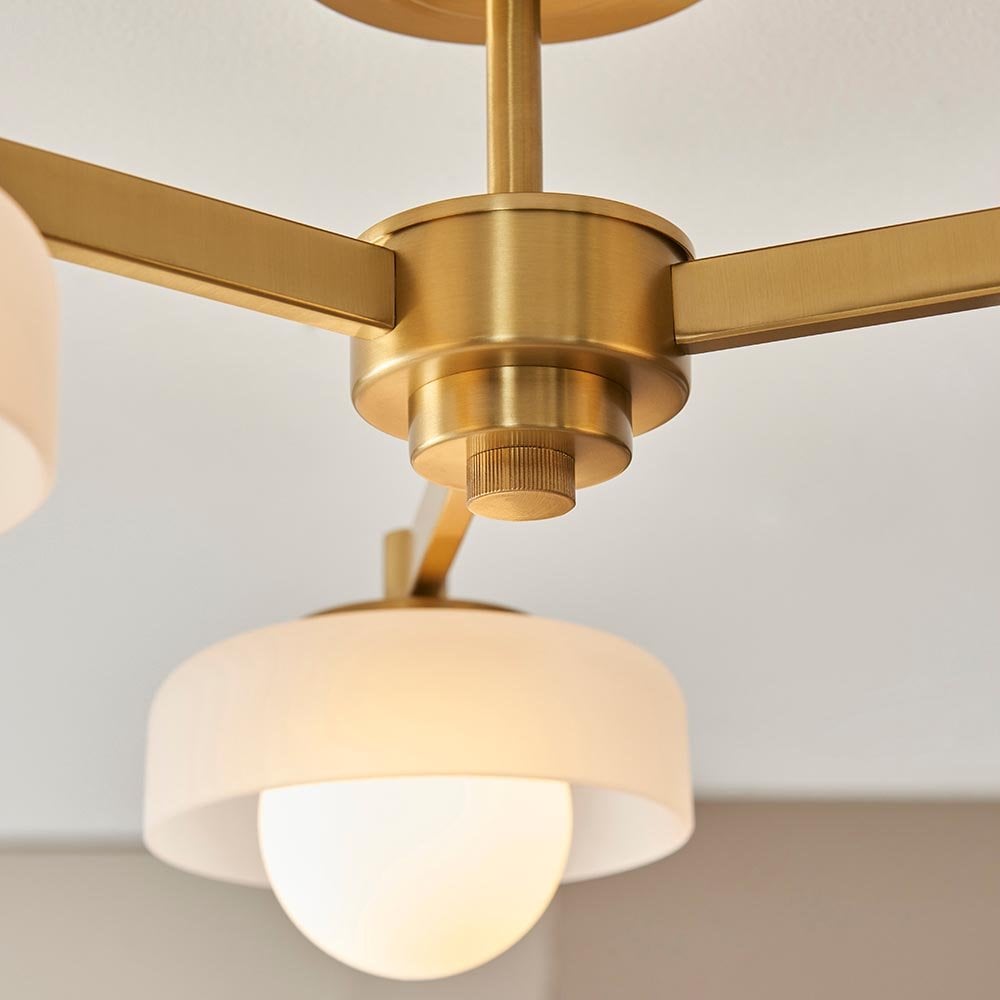 Boss 3 Light Semi Flush Fitting in Brushed Brass