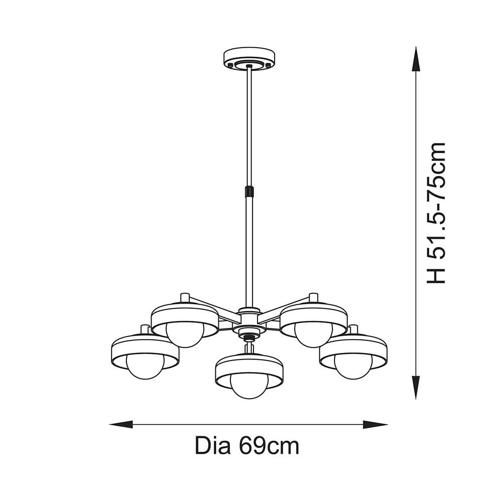 Boss 5 Light Ceiling Fitting in Brushed Brass