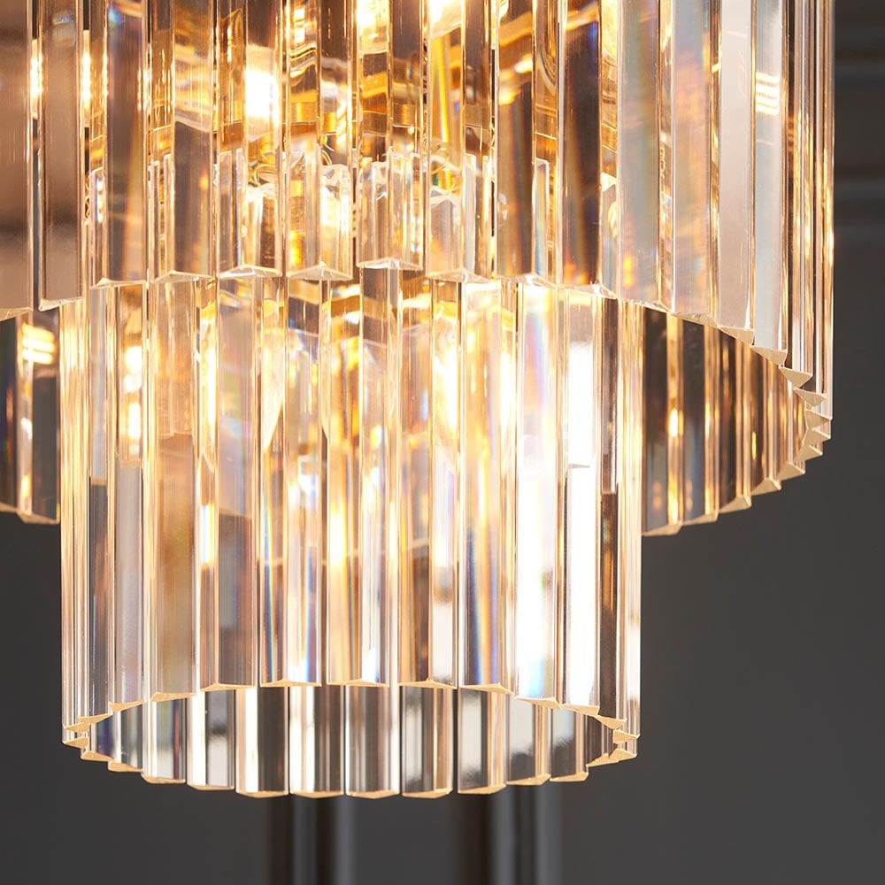 Conaston 4 Light Ceiling Pendant in Brass with Glass Drops