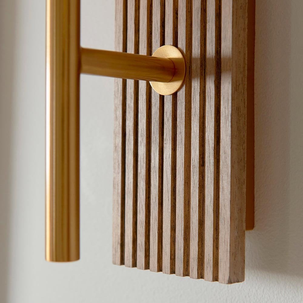Grove Walnut Wooden Wall Light with Ribbed Glass