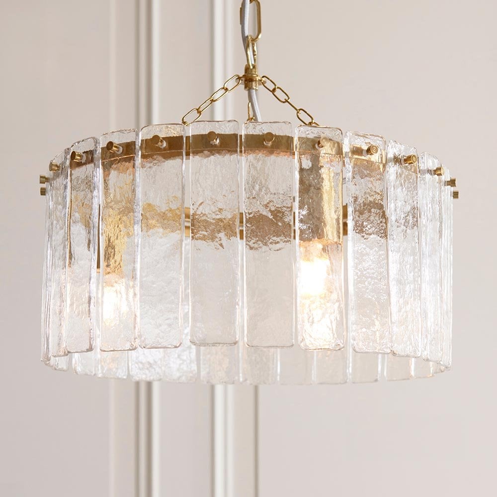 Karine 3 Light Pendant with Textured Glass