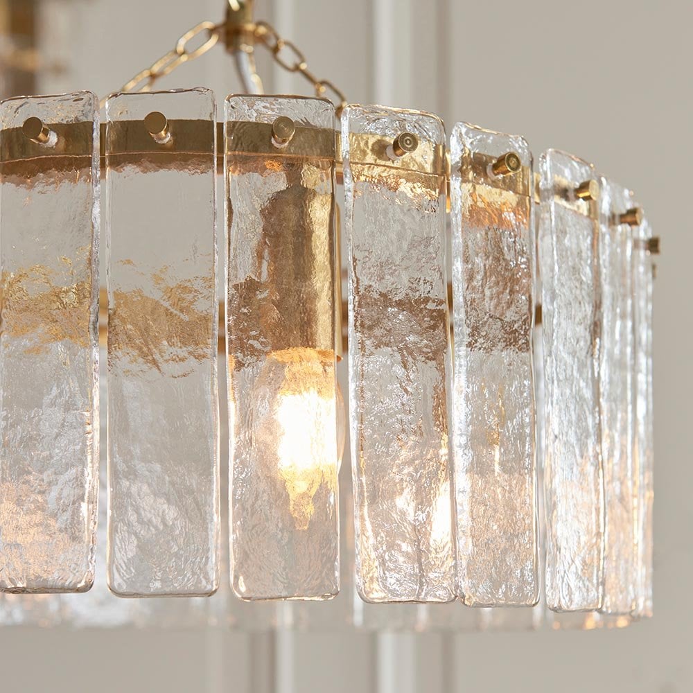 Karine 3 Light Pendant with Textured Glass