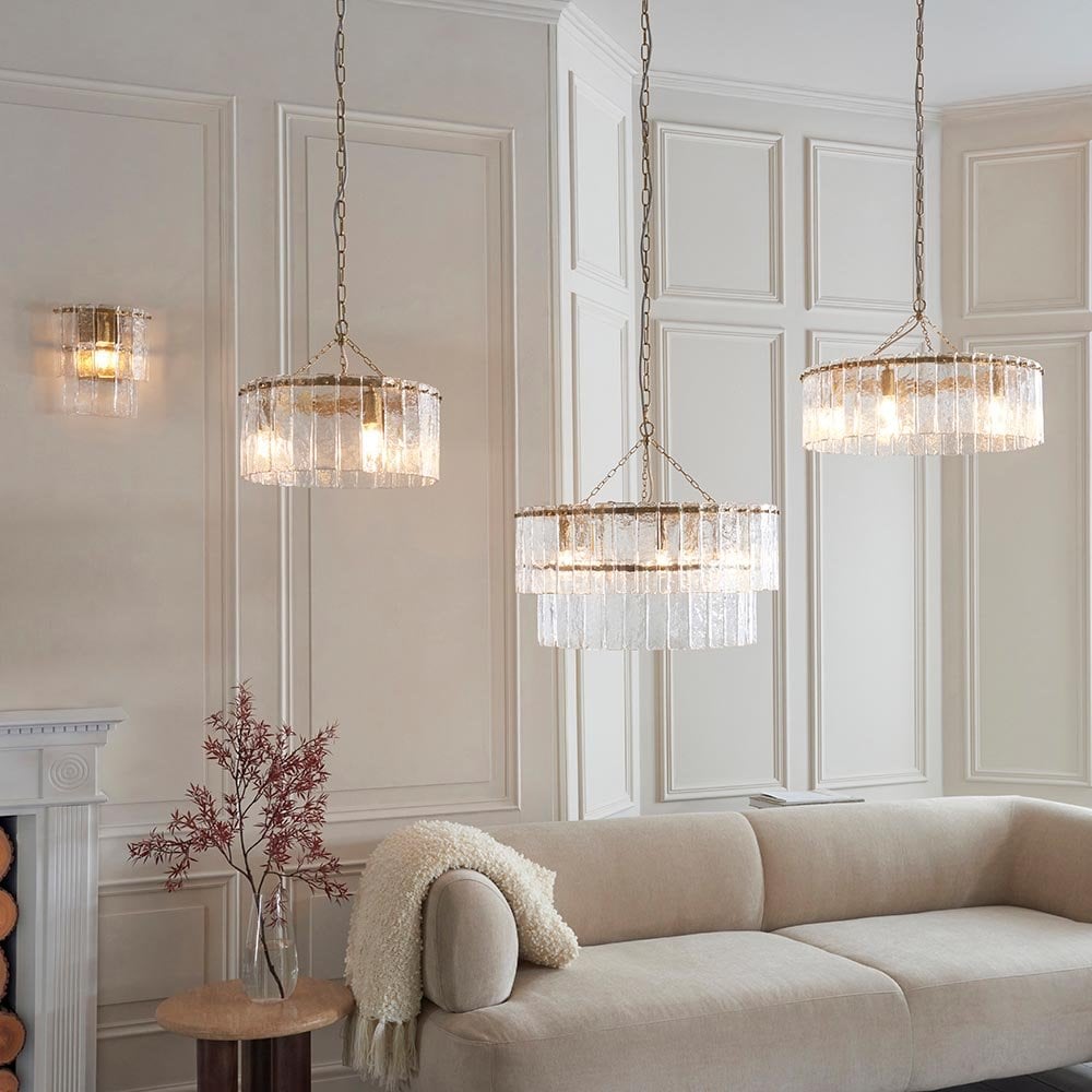 Karine 3 Light Pendant with Textured Glass