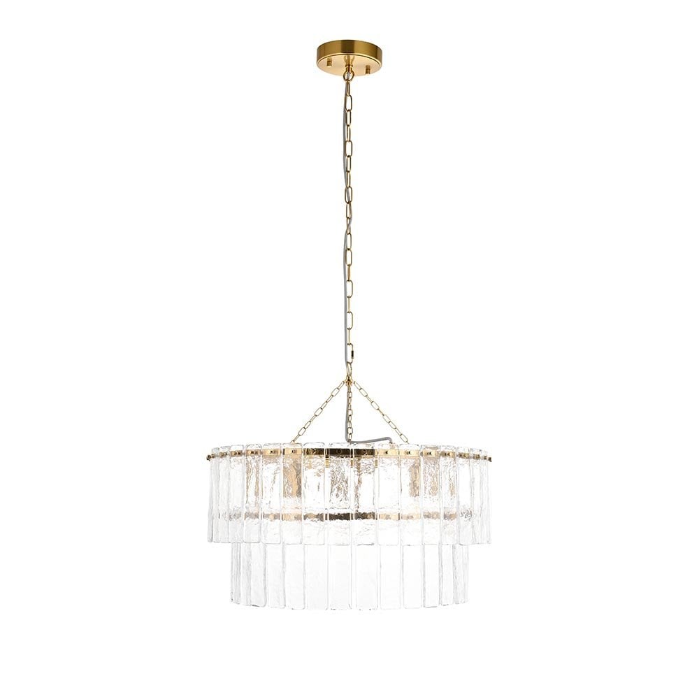 Karine Tiered 5 Light Pendant with Textured Glass