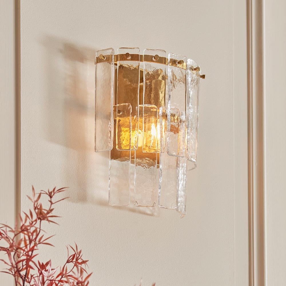 Karine Brass Wall Light with Textured Glass