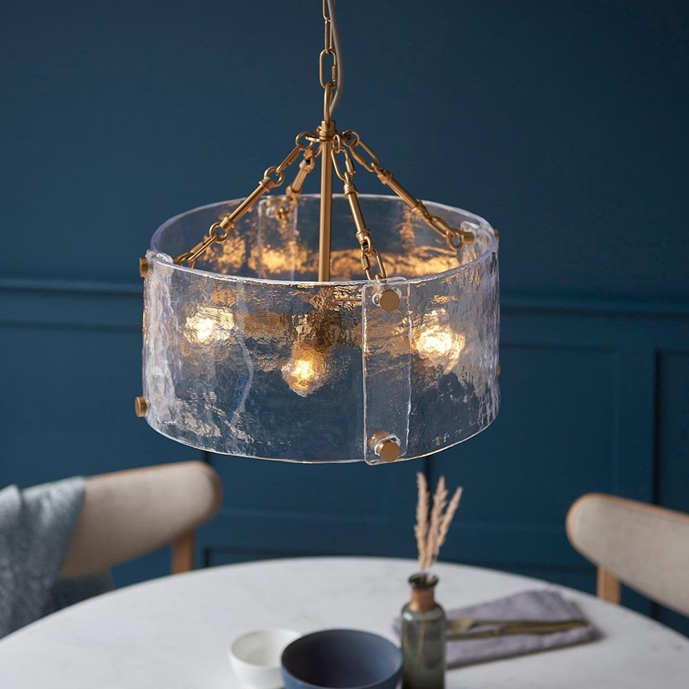 Keller 4 Light Ceiling Pendant with Cylindrical Textured Glass