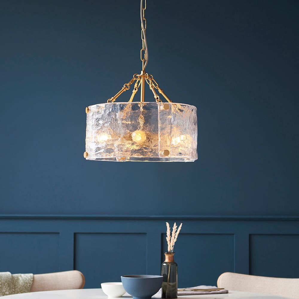 Keller 4 Light Ceiling Pendant with Cylindrical Textured Glass
