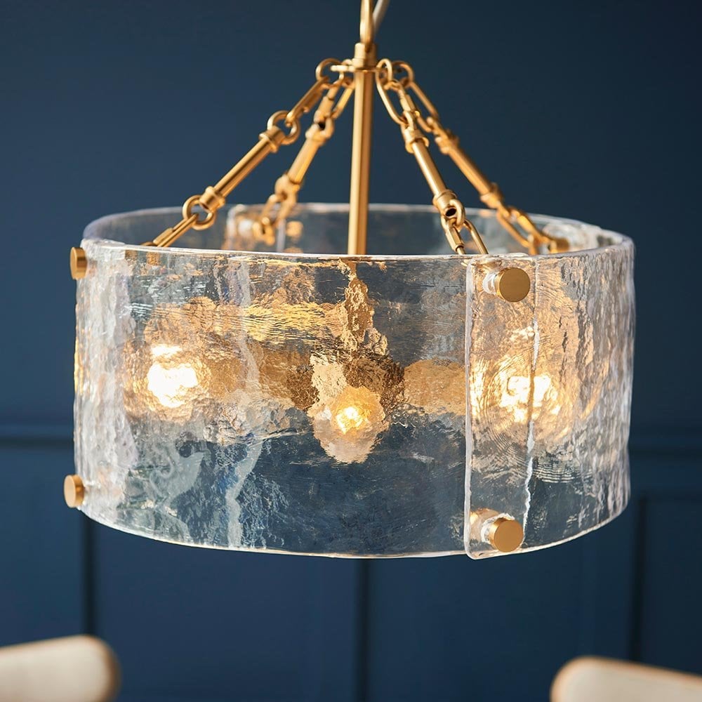 Keller 4 Light Ceiling Pendant with Cylindrical Textured Glass