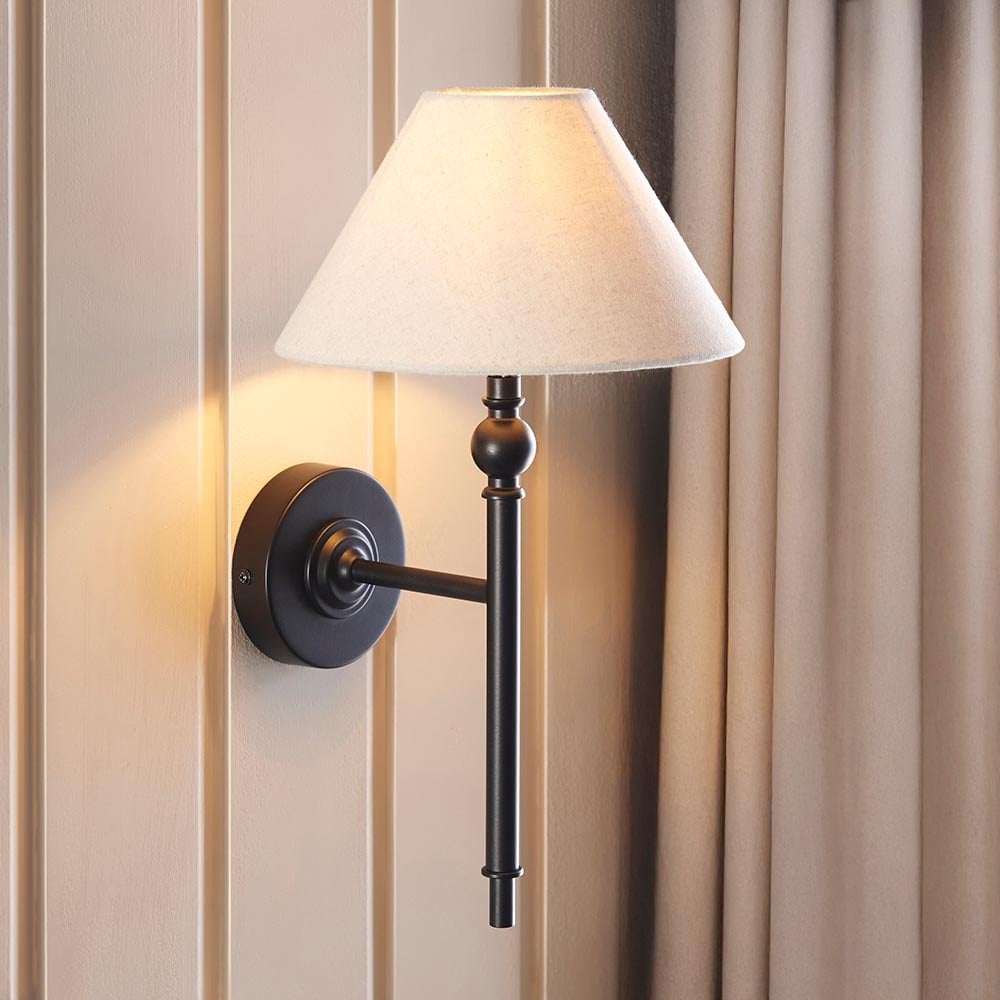 Lille Matt Black Wall Light C/W Shade