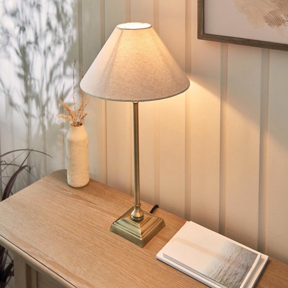 Lille Antique Brass Table Lamp C/W Shade