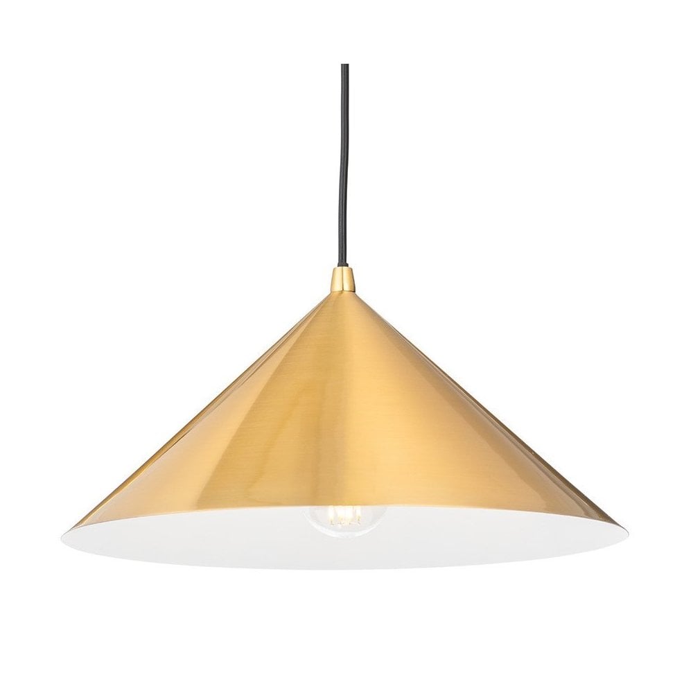 Garcia Cone Shaped Brushed Brass Single Pendant