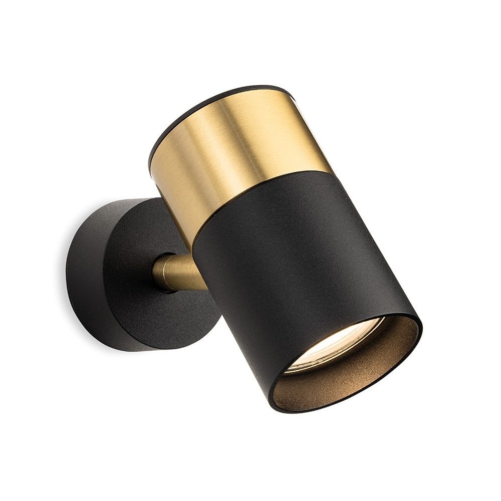 Roma Single Wall or Ceiling Spotlight in Black & Brushed Brass