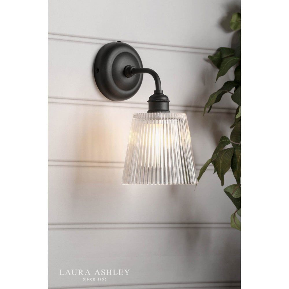 Callaghan Matt Black & Ribbed Glass Wall Light