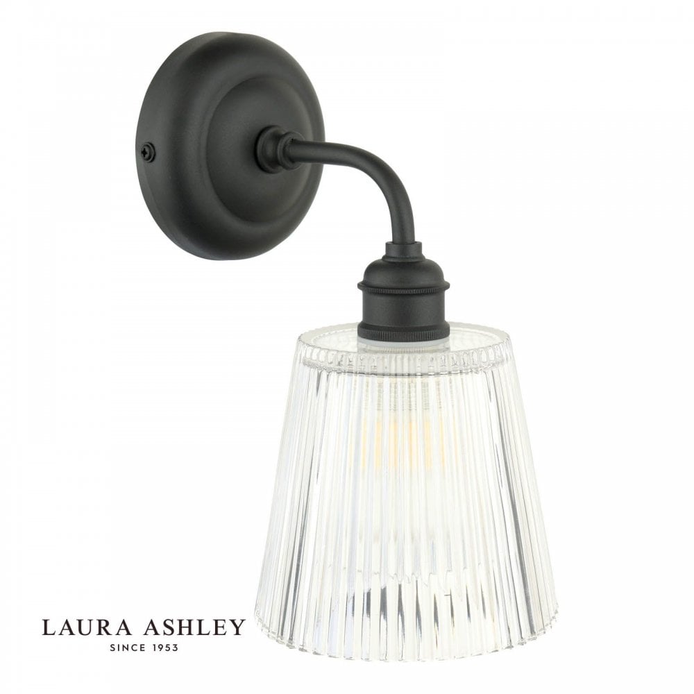 Callaghan Matt Black & Ribbed Glass Wall Light