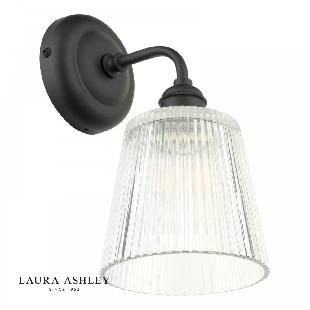 Callaghan Matt Black & Ribbed Glass Wall Light