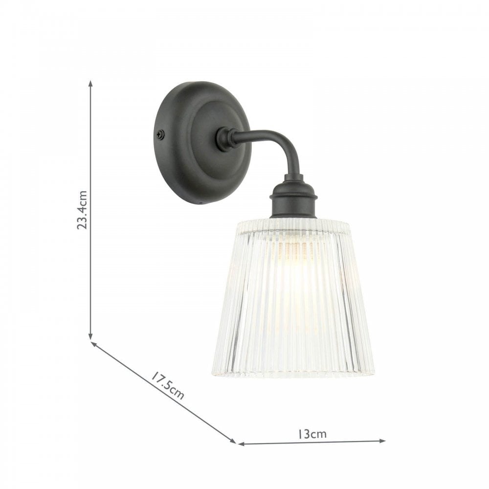 Callaghan Matt Black & Ribbed Glass Wall Light