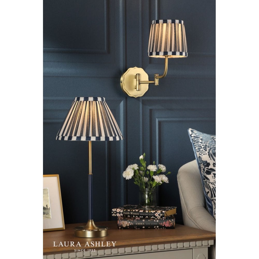 Denwick Antique Brass Table Lamp C/W Blue Shade