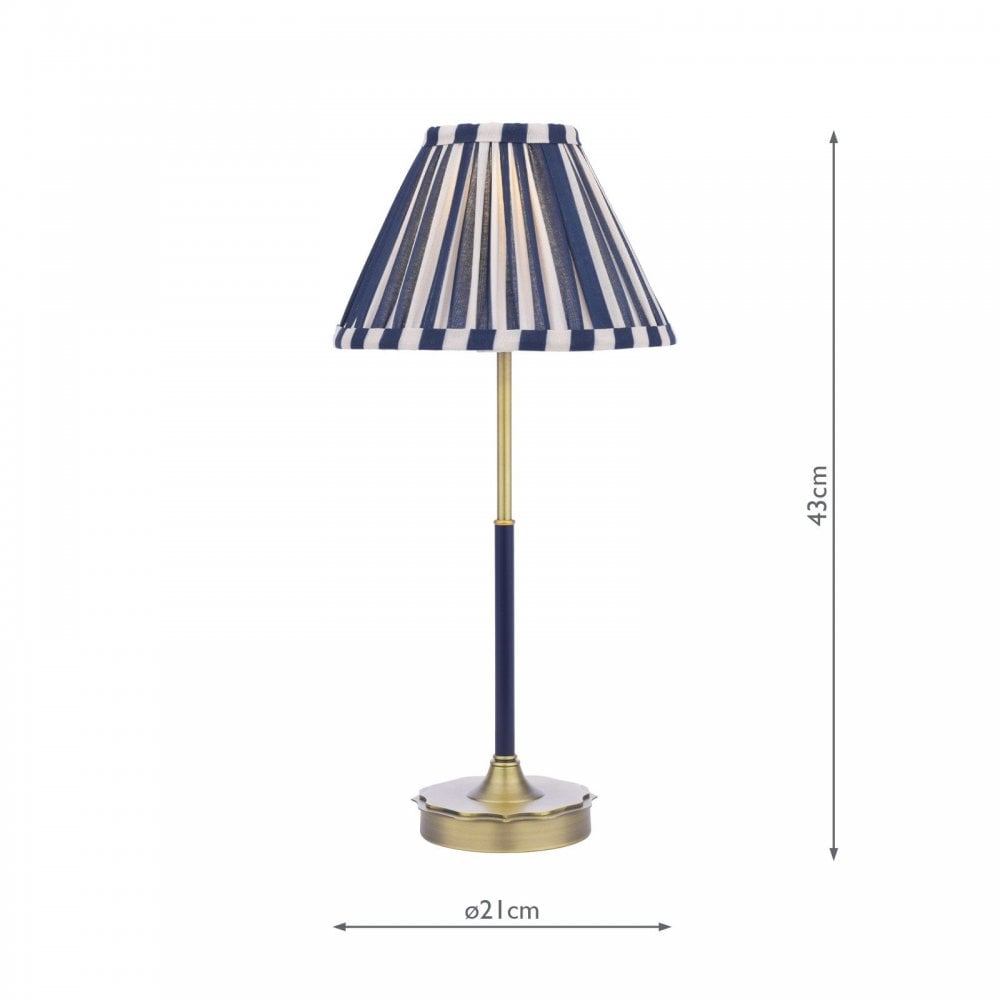 Denwick Antique Brass Table Lamp C/W Blue Shade