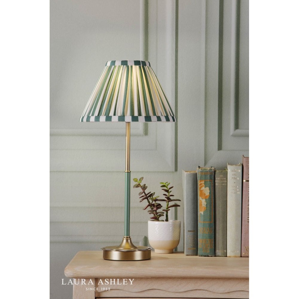 Denwick Antique Brass Table Lamp C/W Green Shade