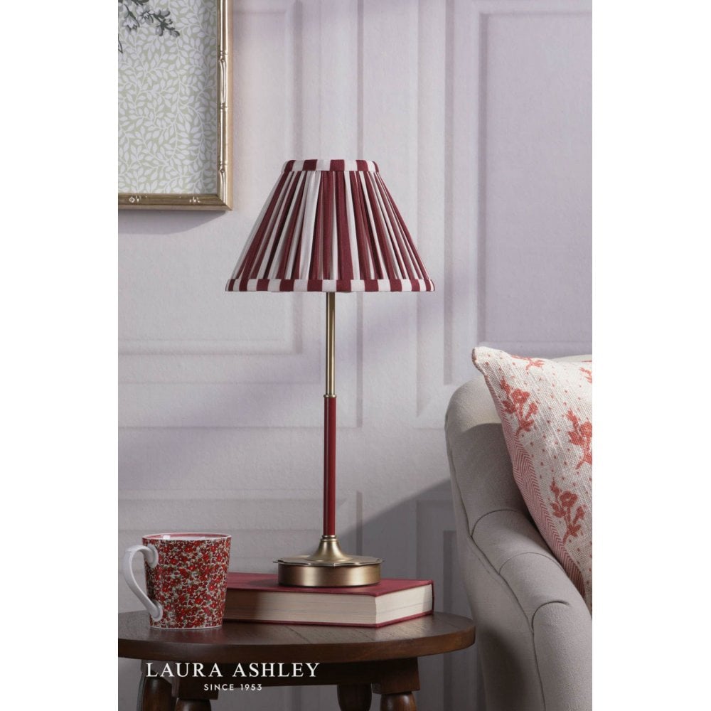 Denwick Antique Brass Table Lamp C/W Red Shade