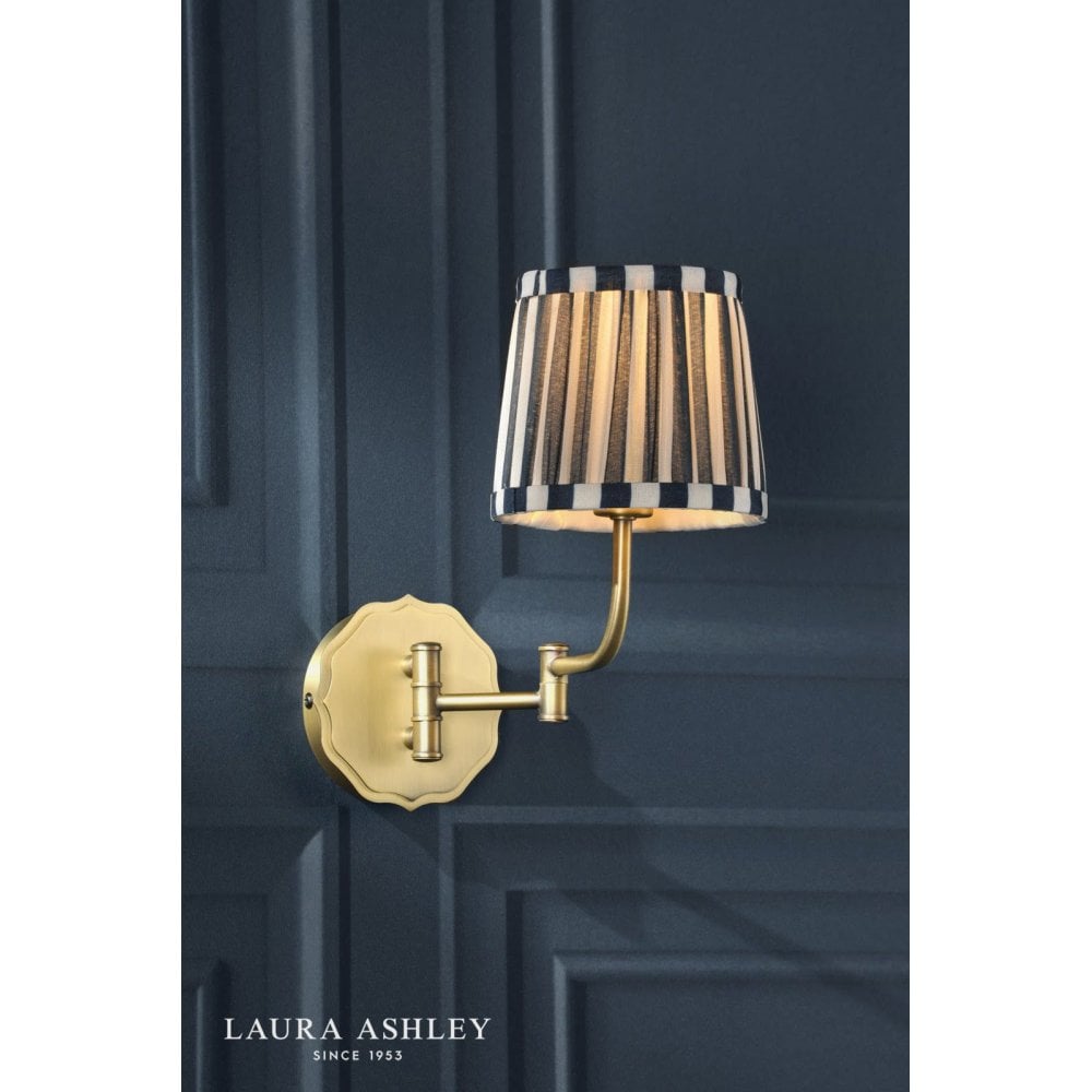 Denwick Antique Brass Wall Light C/W Blue Shade