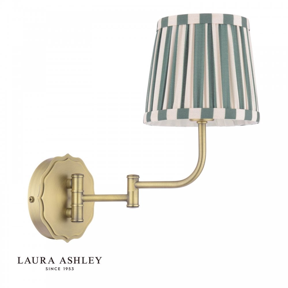 Denwick Antique Brass Wall Light C/W Green Shade