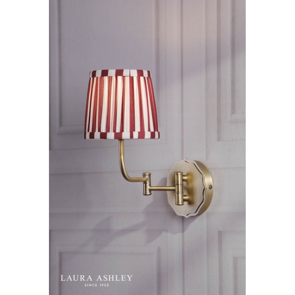 Denwick Antique Brass Wall Light C/W Red Shade