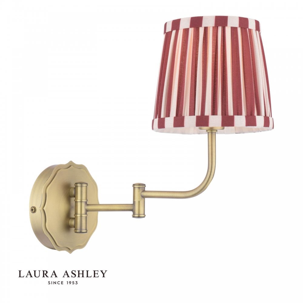 Denwick Antique Brass Wall Light C/W Red Shade