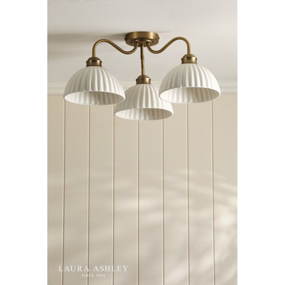 Laura Ashley Durford 3 Light Semi-Flush Matt Antique Brass