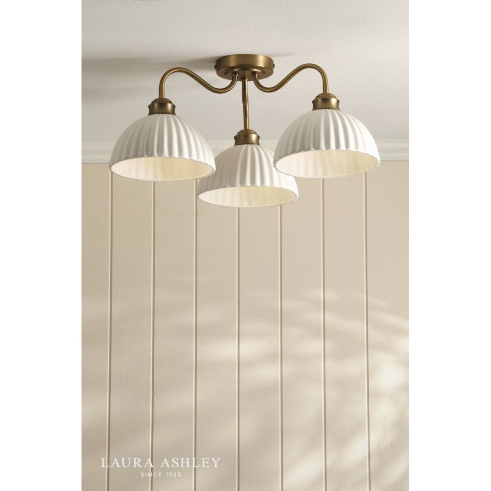 Laura Ashley Durford 3 Light Semi-Flush Matt Antique Brass