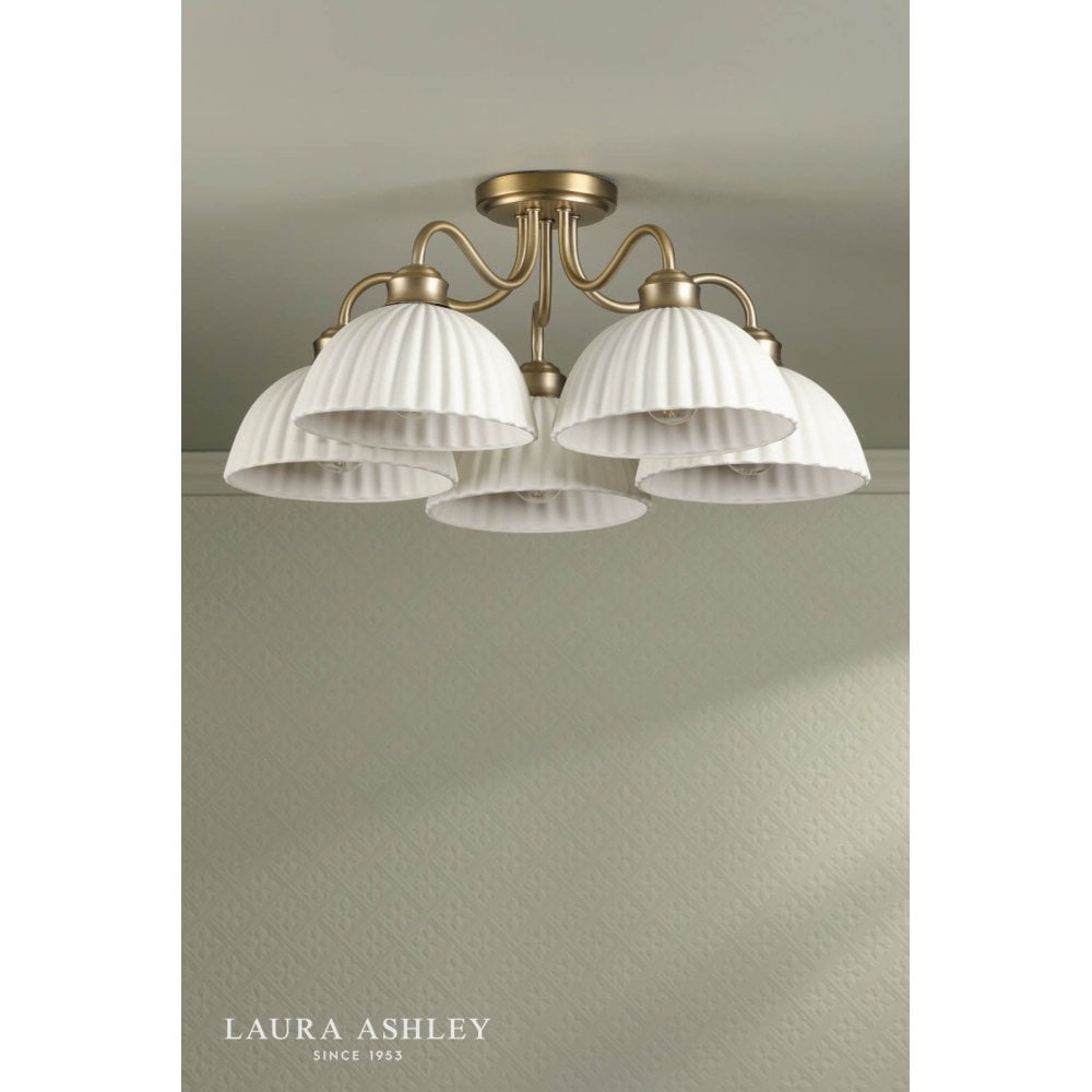 Laura Ashley Durford 5 Light Semi-Flush Matt Antique Brass