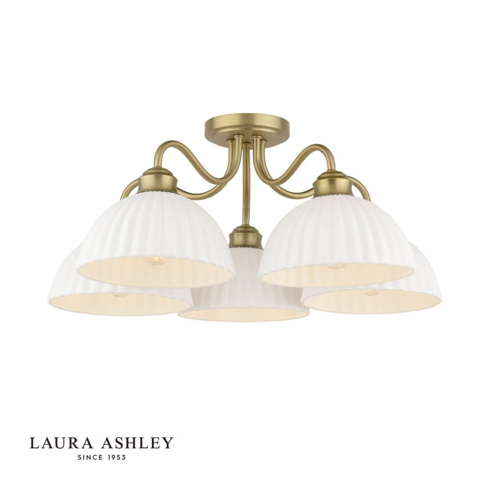 Laura Ashley Durford 5 Light Semi-Flush Matt Antique Brass