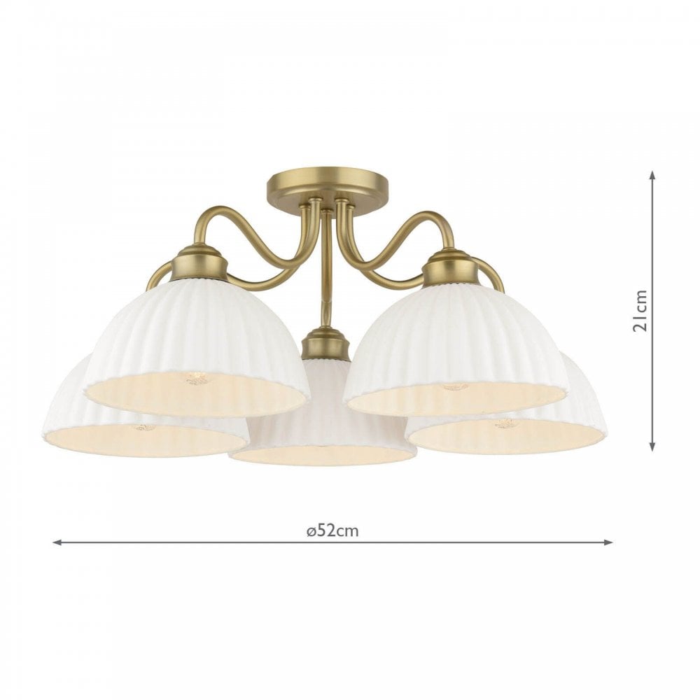Laura Ashley Durford 5 Light Semi-Flush Matt Antique Brass