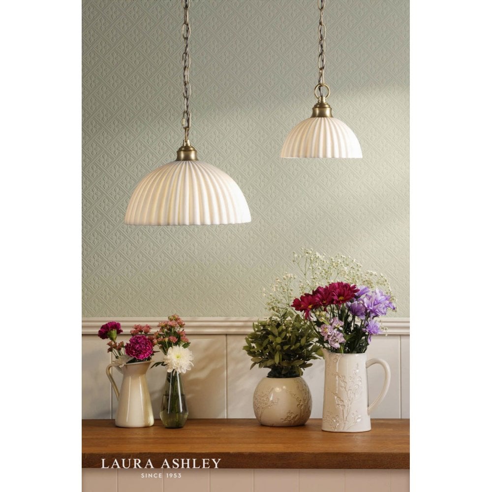 Durford Large Pendant in Matt Antique Brass and White Ceramic Shade