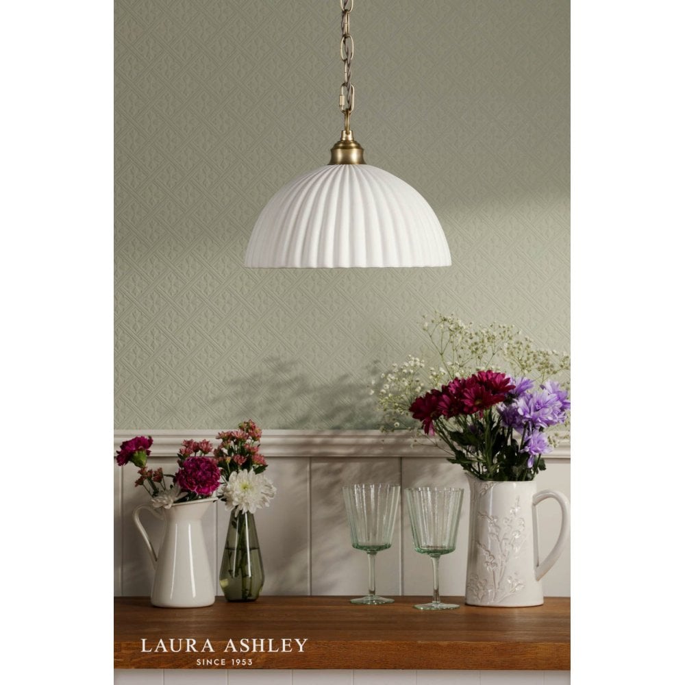 Durford Large Pendant in Matt Antique Brass and White Ceramic Shade