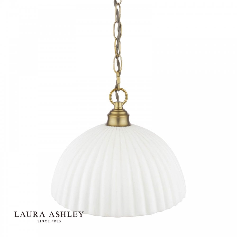 Durford Large Pendant in Matt Antique Brass and White Ceramic Shade