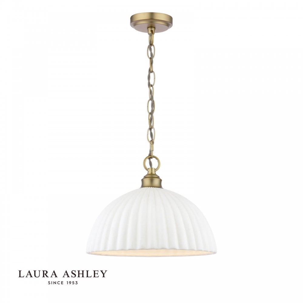 Durford Large Pendant in Matt Antique Brass and White Ceramic Shade