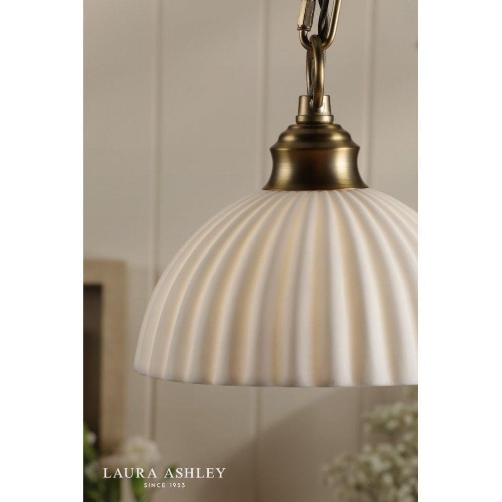 Durford Small Pendant in Matt Antique Brass and White Ceramic Shade