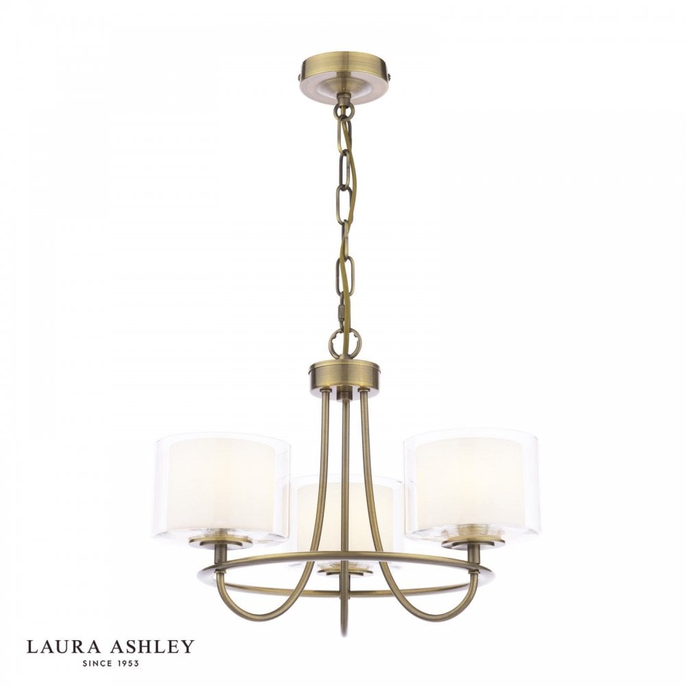 Southwell 3 Light Pendant in Antique Brass & Opal Glass