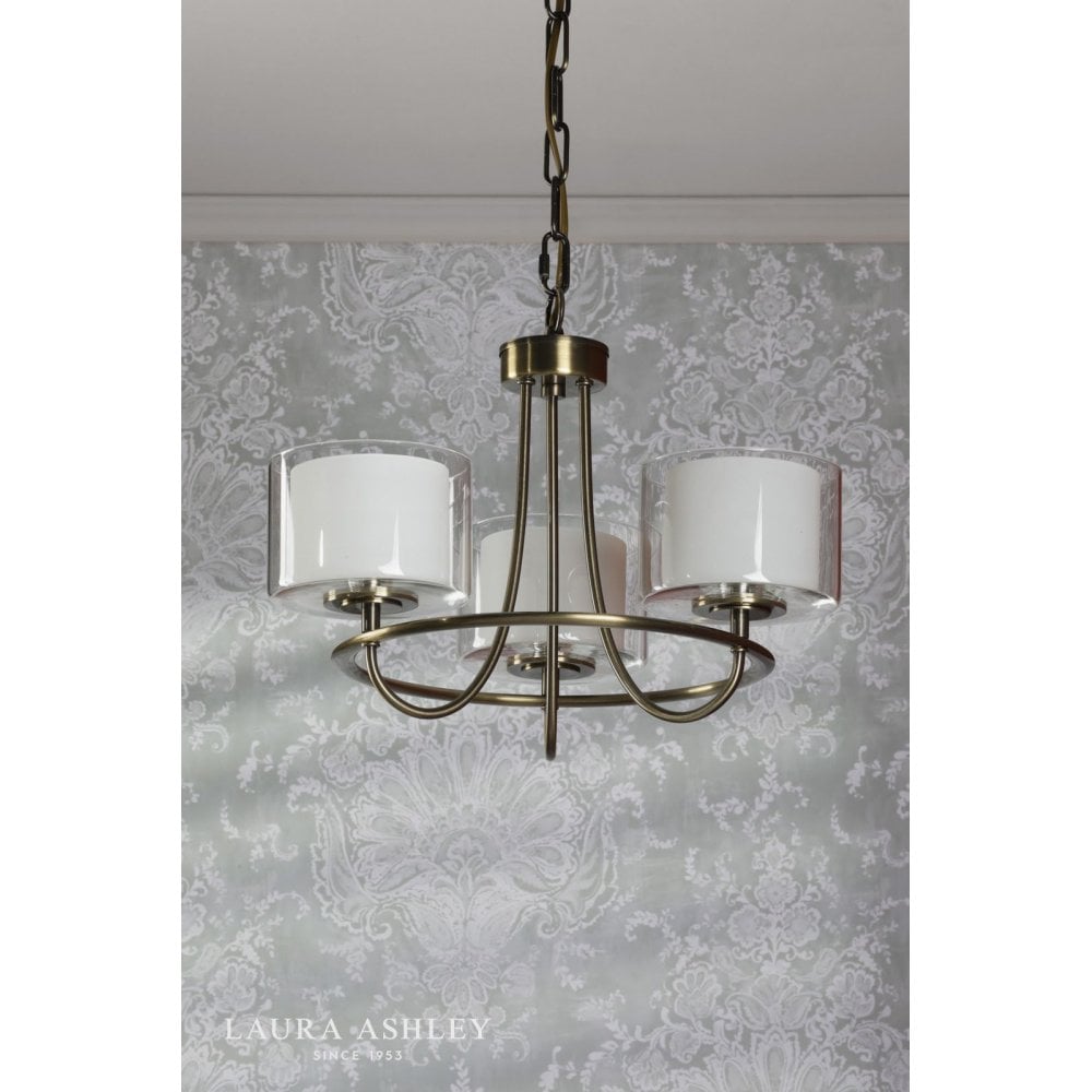Southwell 3 Light Pendant in Antique Brass & Opal Glass