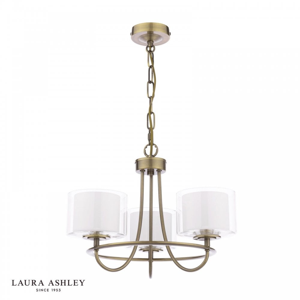 Southwell 3 Light Pendant in Antique Brass & Opal Glass
