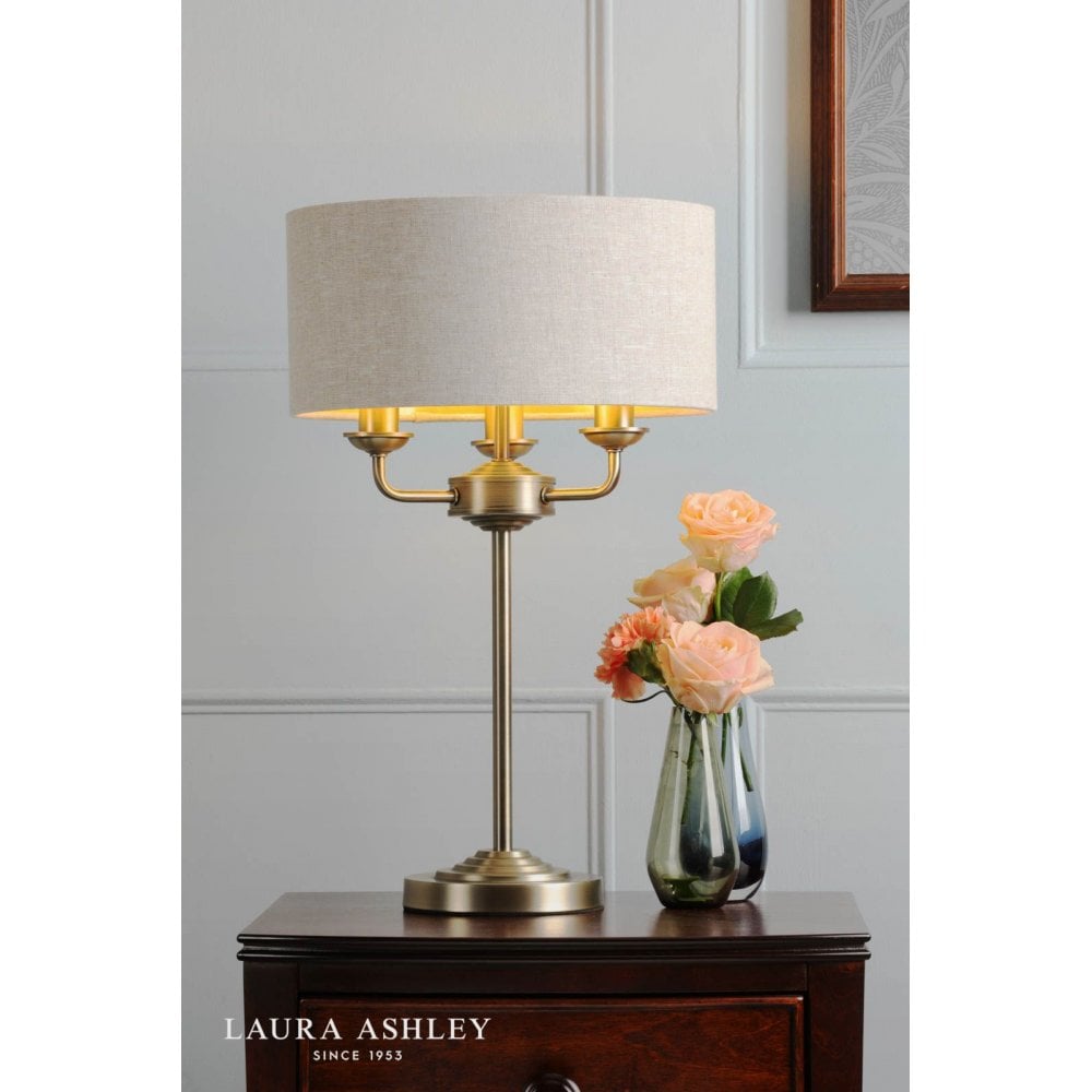 Sorrento Antique Brass Table Lamp C/W Natural Shade