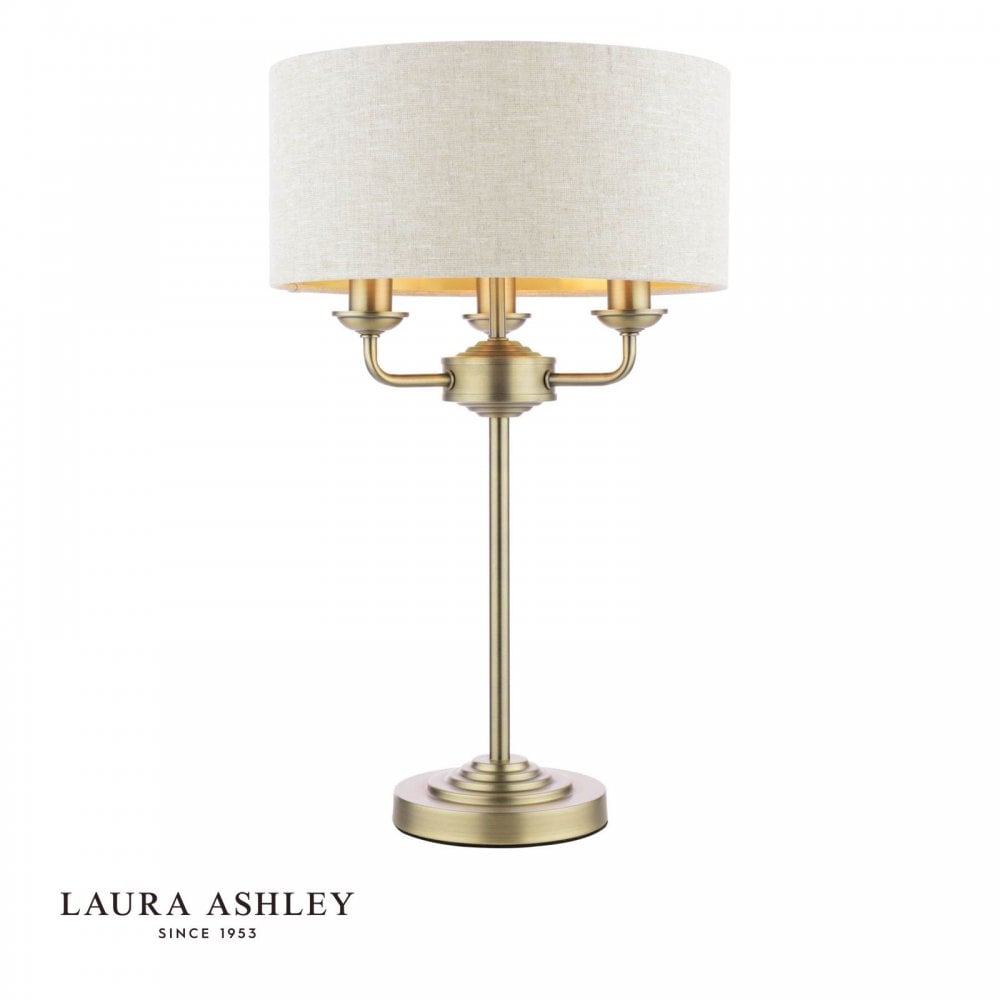 Sorrento Antique Brass Table Lamp C/W Natural Shade