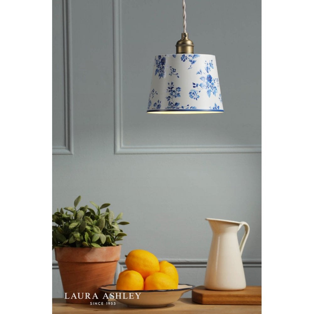 Single China Rose Pendant with Antique Brass Detailing