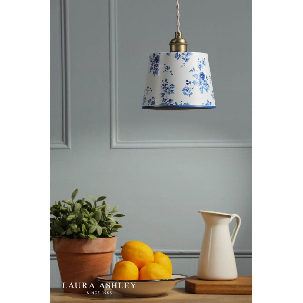Single China Rose Pendant with Antique Brass Detailing