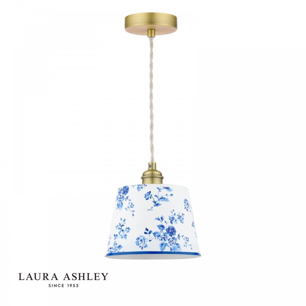 Single China Rose Pendant with Antique Brass Detailing