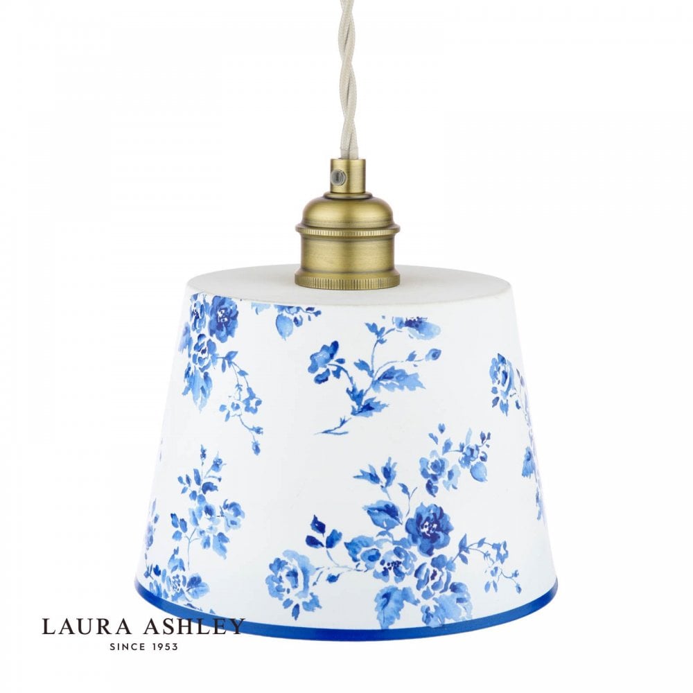 Single China Rose Pendant with Antique Brass Detailing