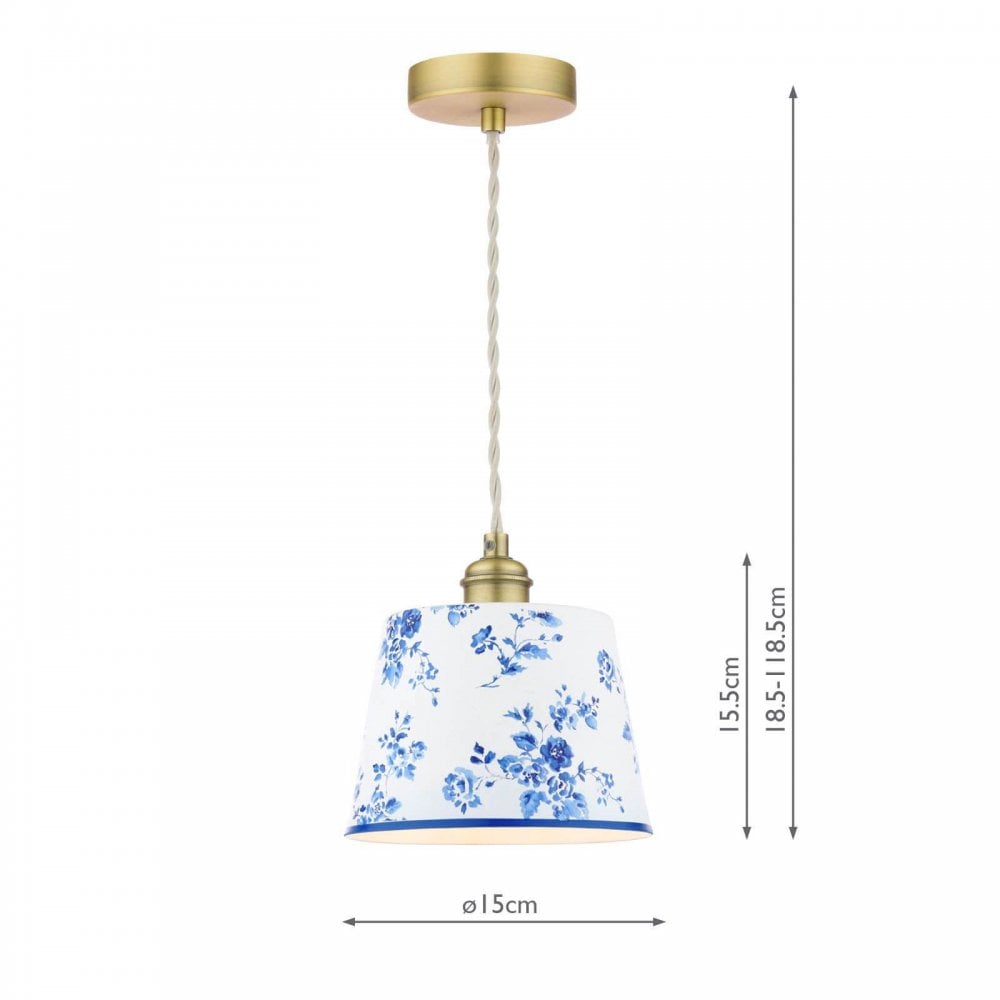 Single China Rose Pendant with Antique Brass Detailing